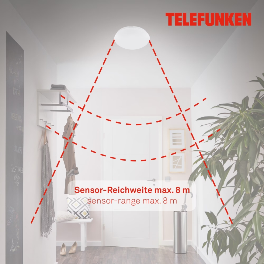 Telefunken 602006TF - LED taklampa för badrum med sensor LED/15W/230V IP44 4000K