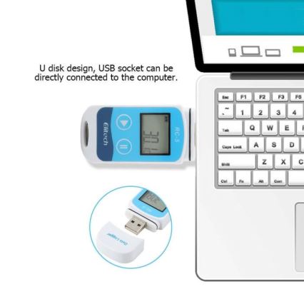 Termometer med inspelning USB/1xCR2032 IP67