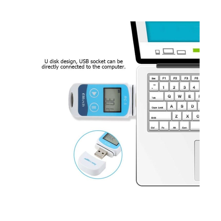 Termometer med inspelning USB/1xCR2032 IP67