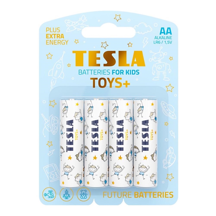 Tesla Batteries - 4 delar Alkaliskt batteri AA TOYS+ 1,5V 2900 mAh