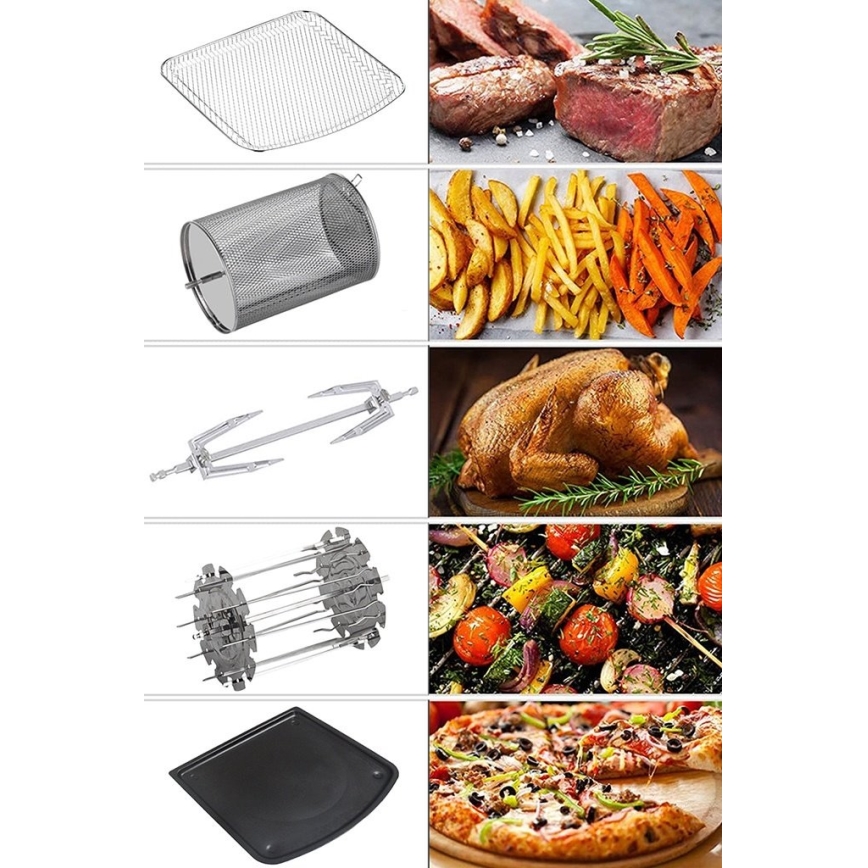TESLA Electronics AirCook & Grill - Smart multifunktionell digital hot air fryer 12 l 1800W/230V Wi-Fi