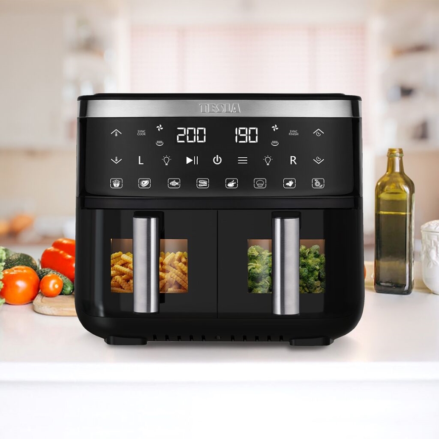 TESLA Electronics AirCook - Multifunktionell dubbel digital varmluftsfritös 7,6 l 2850W/230V