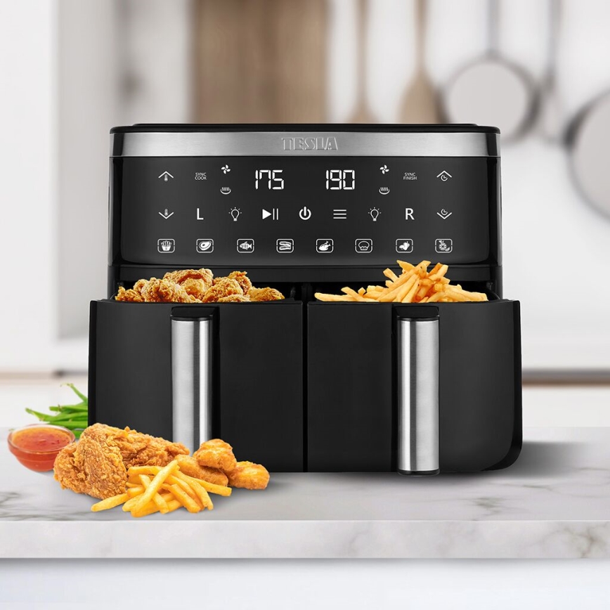 TESLA Electronics AirCook - Multifunktionell dubbel digital varmluftsfritös 7,6 l 2850W/230V