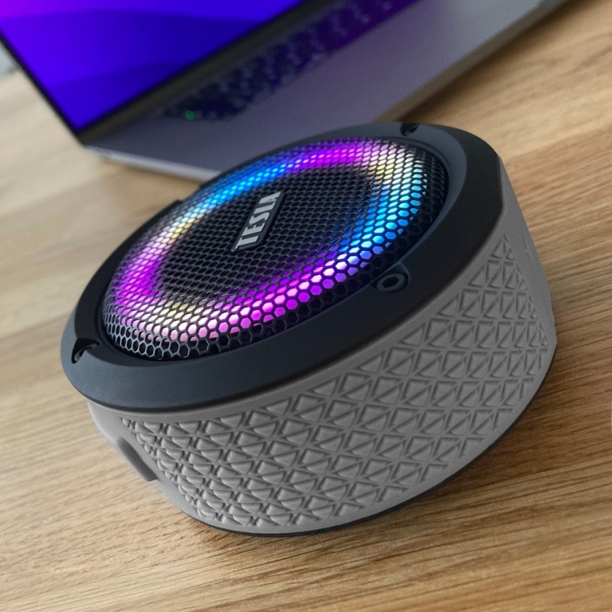 TESLA Electronics - LED RGB Trådlös högtalare 5W/1200 mAh/3,7V IPX7 grå