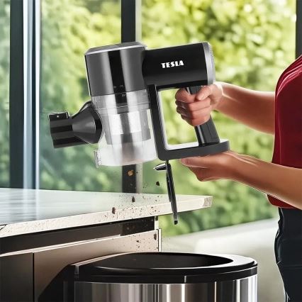 TESLA Electronics PureStar - Flexibel sladdlös skaftdammsugare 2i1 150W/2200 mAh svart