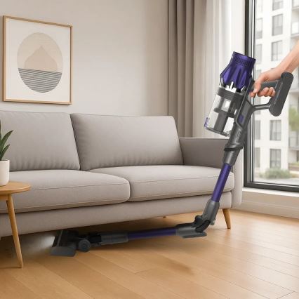 TESLA Electronics PureStar - Flexibel sladdlös skaftdammsugare 2i1 250W/2200 mAh grå/lila