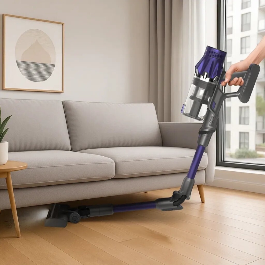 TESLA Electronics PureStar - Flexibel sladdlös skaftdammsugare 2i1 250W/2200 mAh grå/lila