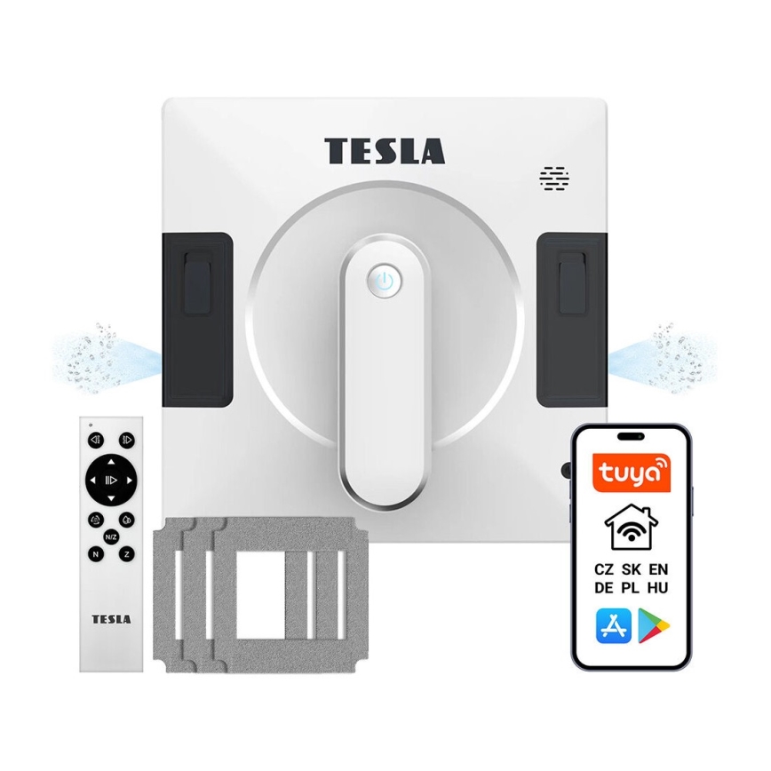 TESLA Electronics RoboStar - Smart fönsterputs med dubbel vattenspray 72W/230V/500 mAh Wi-Fi + fjärrkontroll