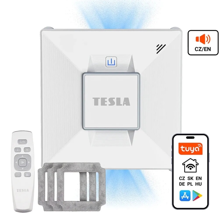 TESLA Electronics RoboStar - Smart fönsterrengörare med vattensprutning 72W/230V/650 mAh Wi-Fi + fjärrkontroll