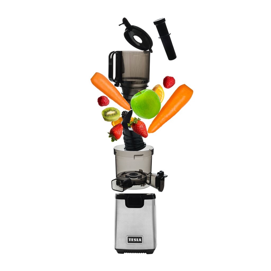 TESLA Electronics SlowJuicer Deluxe - Låghastighets kuicer 250W/230V rostfri/svart