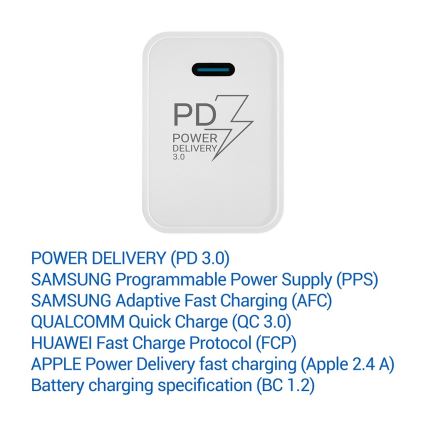 TESLA Electronics - Snabbladdningsadapter Power Delivery 20W vit