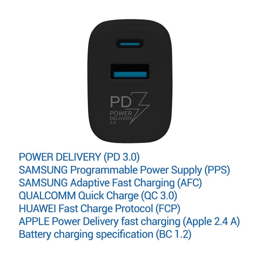 TESLA Electronics - Snabbladdningsadapter Power Delivery 25W svart