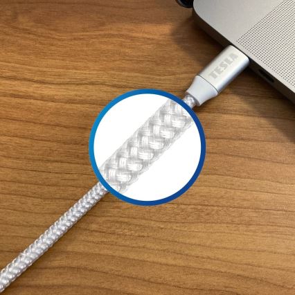 TESLA Electronics - USB-kabel USB-C 3.2 connector Power Delivery 1m 100W vit