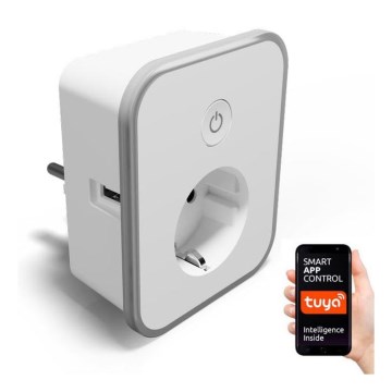 TESLA Smart - Smart uttag 3690W/230V/16A 2xUSB/24W/5V Wi-Fi Tuya