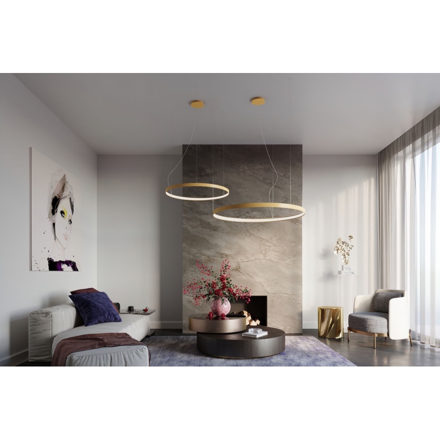 Thoro TH.174 - LED ljuskrona med textilsladd RIO LED/50W/230V CRI 90 3000K diameter 78 cm guld