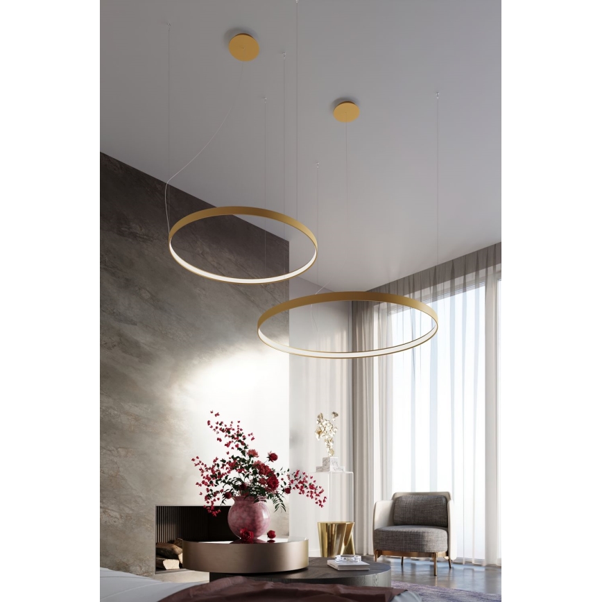 Thoro TH.174 - LED ljuskrona med textilsladd RIO LED/50W/230V CRI 90 3000K diameter 78 cm guld