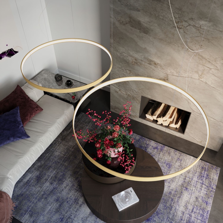 Thoro TH.174 - LED ljuskrona med textilsladd RIO LED/50W/230V CRI 90 3000K diameter 78 cm guld