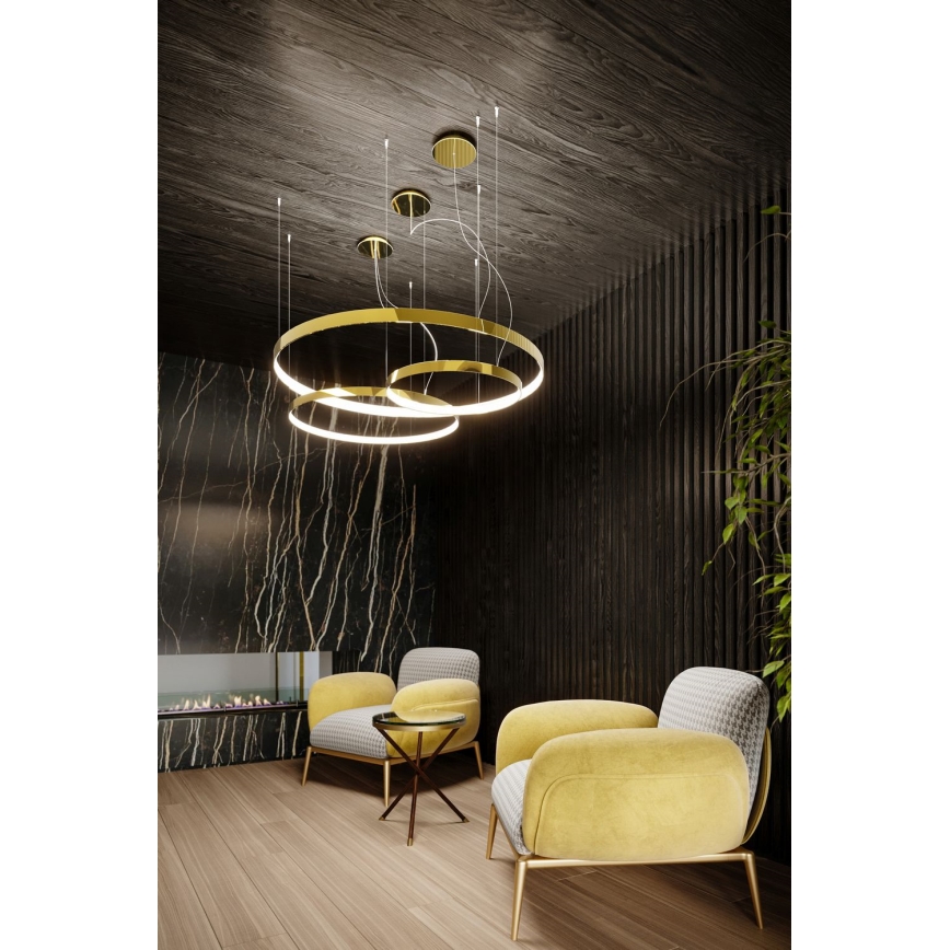 Thoro TH.246 - LED ljuskrona med textilsladd RIO LED/50W/230V CRI 90 3000K diameter 78 cm guld