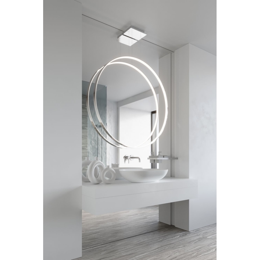 Thoro TH.249 - LED ljuskrona med textilsladd RIO LED/50W/230V CRI 90 4000K diameter 78 cm skinande krom