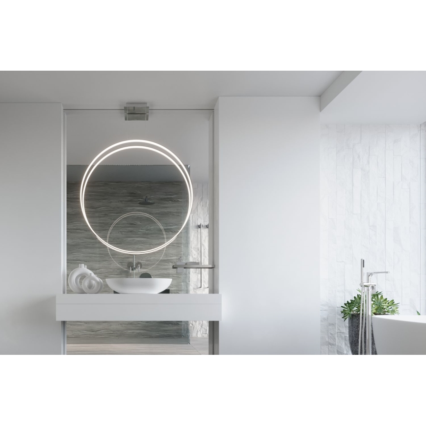 Thoro TH.249 - LED ljuskrona med textilsladd RIO LED/50W/230V CRI 90 4000K diameter 78 cm skinande krom