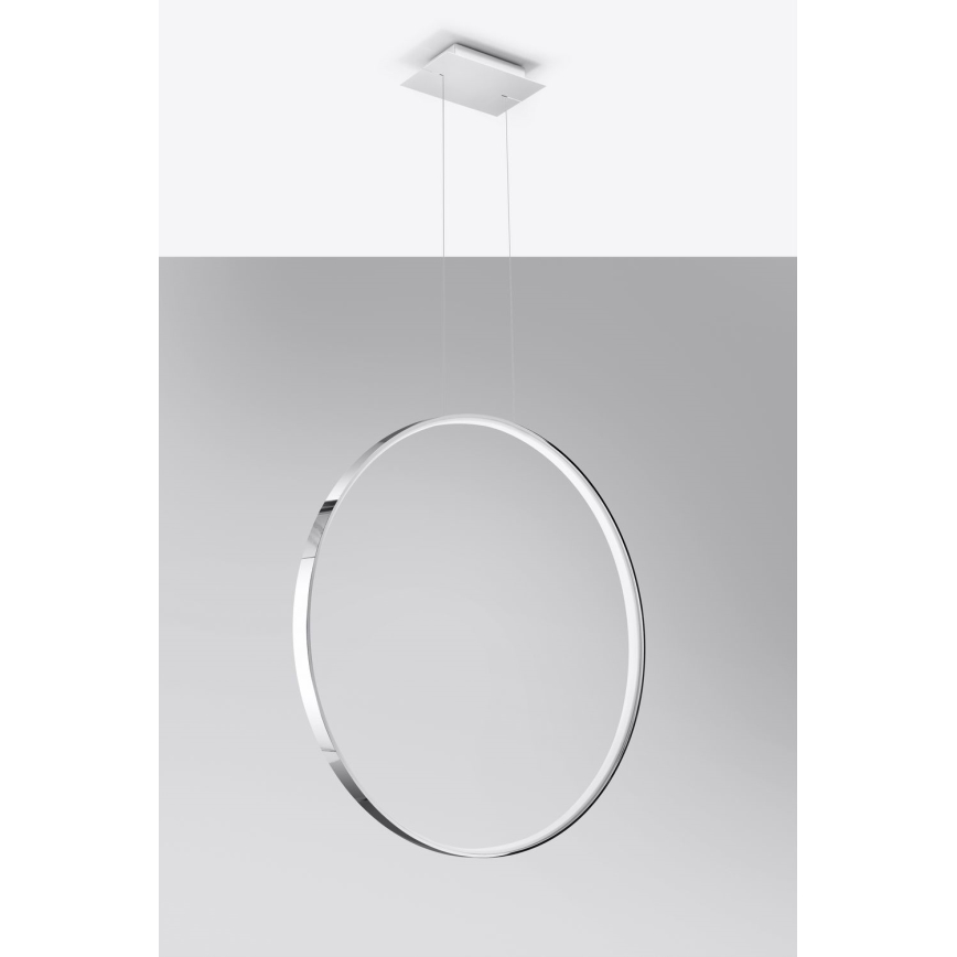 Thoro TH.249 - LED ljuskrona med textilsladd RIO LED/50W/230V CRI 90 4000K diameter 78 cm skinande krom