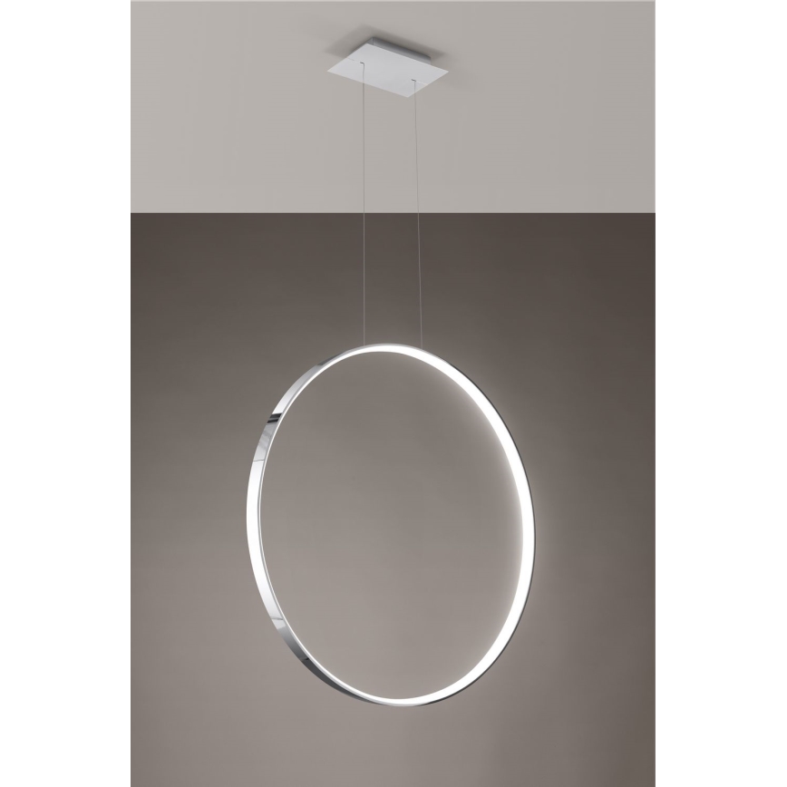 Thoro TH.249 - LED ljuskrona med textilsladd RIO LED/50W/230V CRI 90 4000K diameter 78 cm skinande krom