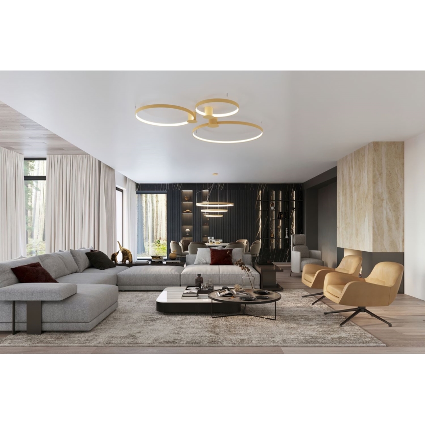 Thoro TH.268 - LED ljuskrona med textilsladd RIO LED/80W/230V CRI 95 4000K guld