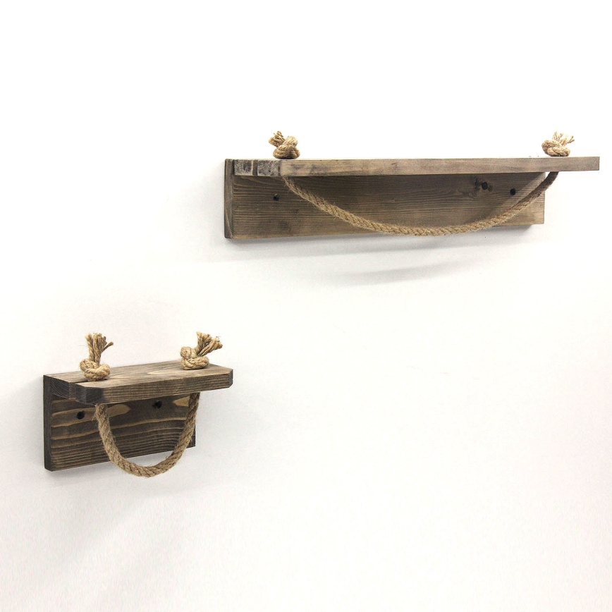 Toalettpappershållare 10,5x17 cm + vägghylla 10x50 cm gran