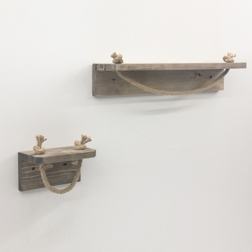 Toalettpappershållare 10,5x17 cm + vägghylla 10x50 cm gran