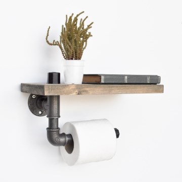 Toalettpappershållare med hylla BORU 30x14 cm gran