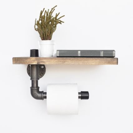 Toalettpappershållare med hylla BORU 30x14 cm gran