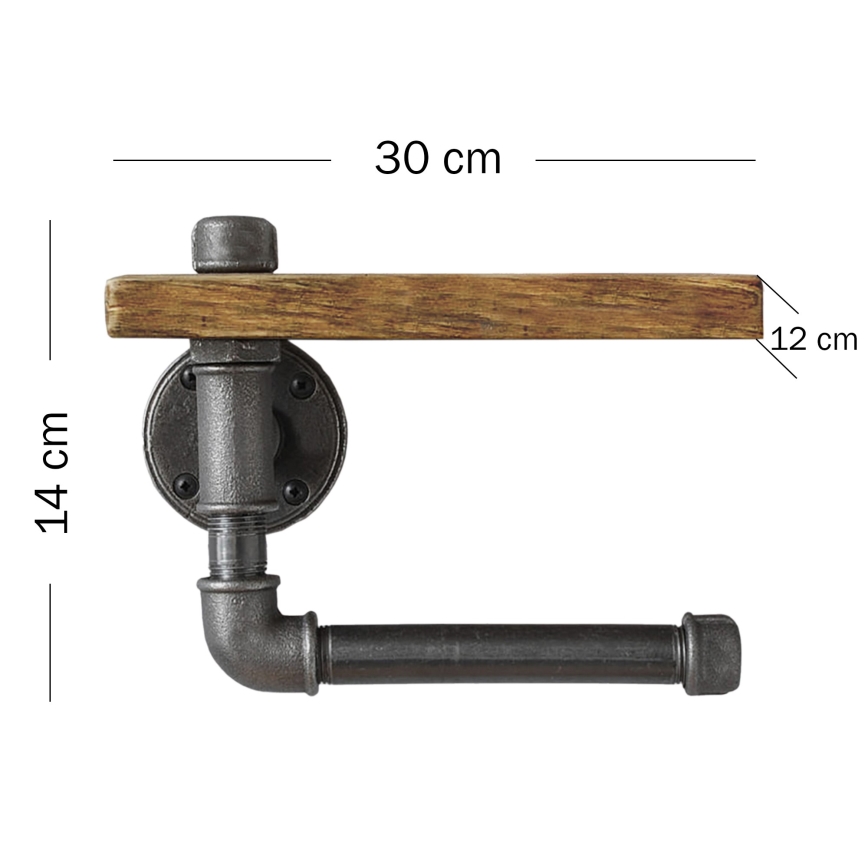 Toalettpappershållare med hylla BORU 30x14 cm gran