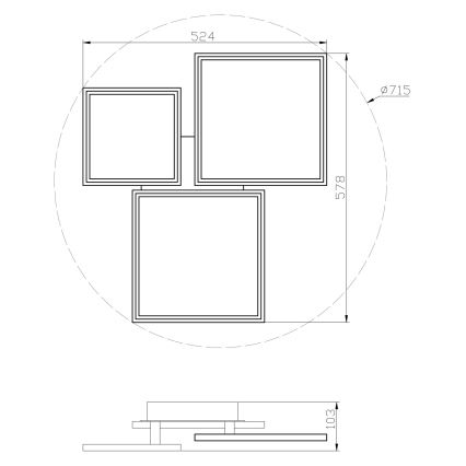 Top Light - Dimbar LED ytmonterad ljuskrona MERKUR LED/50W/230V 3000-6500K svart + fjärrkontroll