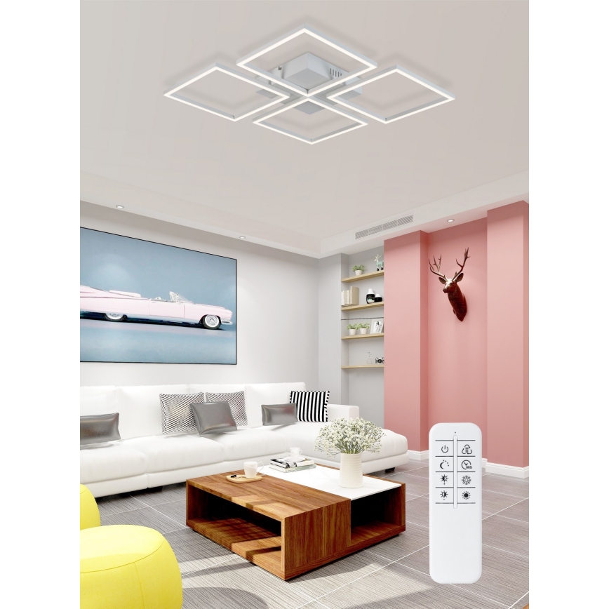 Top Light - Dimbar LED ytmonterad ljuskrona RIVIERA 4xLED/16,25W/230V vinklat vit + fjärrkontroll