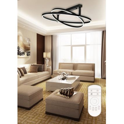 Top Light - Dimbar LED ytmonterad ljuskrona SATURN 2xLED/25W/230V svart + fjärrkontroll