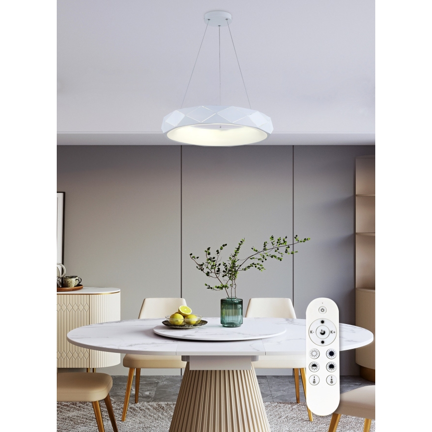 Top Light - LED ljusreglerad ljuskrona på textilsladd APOLO LED/45W/230V vit + fjärrkontroll