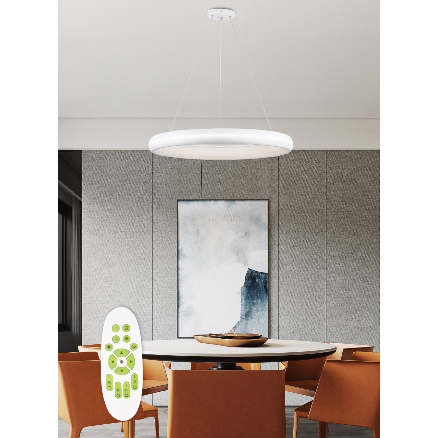 Top Light - LED ljusreglerad ljuskrona på textilsladd FUTURA LED/60W/230V vit + fjärrkontroll