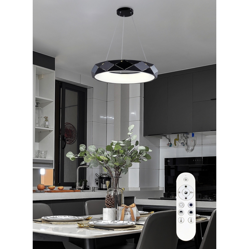 Top Light - LED ljusreglerad ljuskrona på textilsladd APOLO LED/45W/230V svart + fjärrkontroll