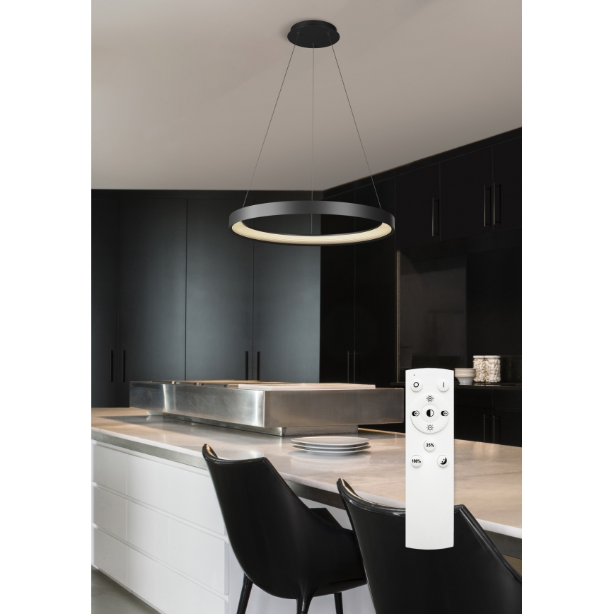 Top Light - LED ljusreglerad ljuskrona på textilsladd ORBIT LED/40W/230V 3000-6500K diameter 50 cm svart + fjärrkontroll