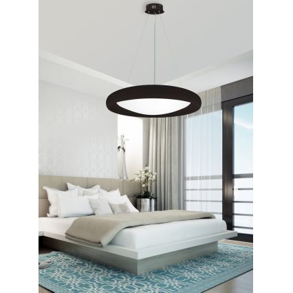 Top Light - LED ljusreglerad ljuskrona på textilsladd SALERNO LED/60W/230V 3000-6500K diameter 60 cm svart + fjärrkontroll