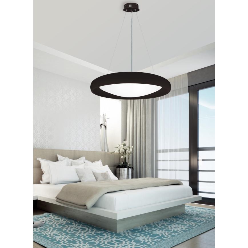 Top Light - LED ljusreglerad ljuskrona på textilsladd SALERNO LED/60W/230V 3000-6500K diameter 60 cm svart + fjärrkontroll