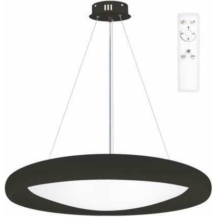 Top Light - LED ljusreglerad ljuskrona på textilsladd SALERNO LED/60W/230V 3000-6500K diameter 60 cm svart + fjärrkontroll