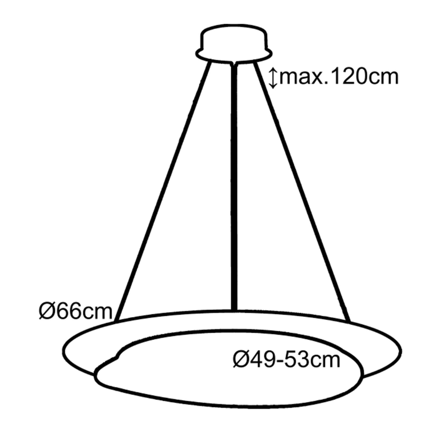 Top Light - LED ljusreglerad ljuskrona på textilsladd STONE LED/51W/230V 3000-6500K + fjärrkontroll