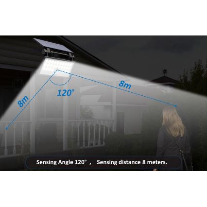 Top Light - LED Solar wall strålkastare med sensor HELEON PRO LED/8W/3,7V IP65 4000K