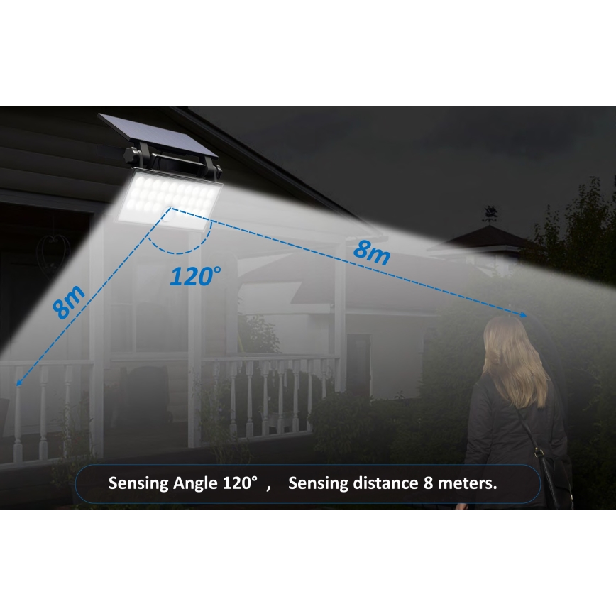 Top Light - LED Solar wall strålkastare med sensor HELEON PRO LED/8W/3,7V IP65 4000K