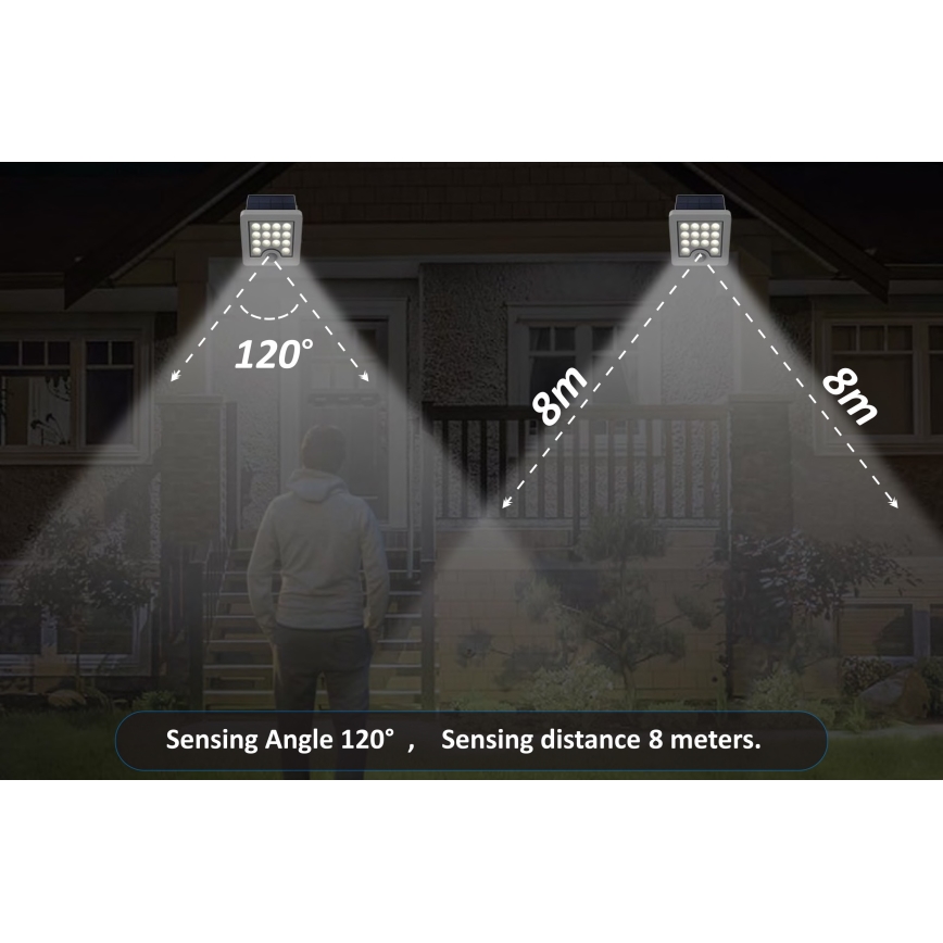 Top Light - LED Solar wall strålkastare med sensor HELEON S LED/5W/3,7V IP65 4000K