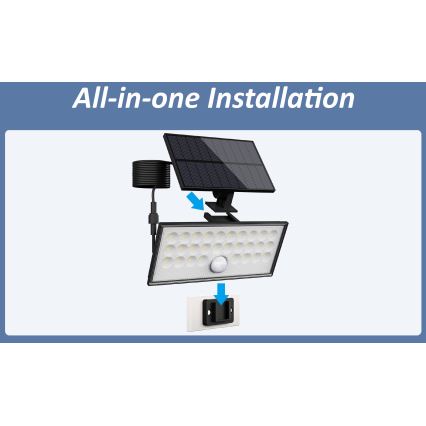 Top Light - LED Solcell vägg strålkastare med sensor HELEON VARIO LED/8W/3,7V IP65 4000K 2200 mAh + fjärrkontroll