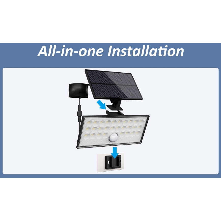 Top Light - LED Solcell vägg strålkastare med sensor HELEON VARIO LED/8W/3,7V IP65 4000K 2200 mAh + fjärrkontroll