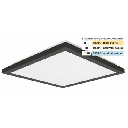 Top Light - LED taklampa för badrum ONYX LED/10W/230V IP44 3000/4000/6500K 28x28 cm svart