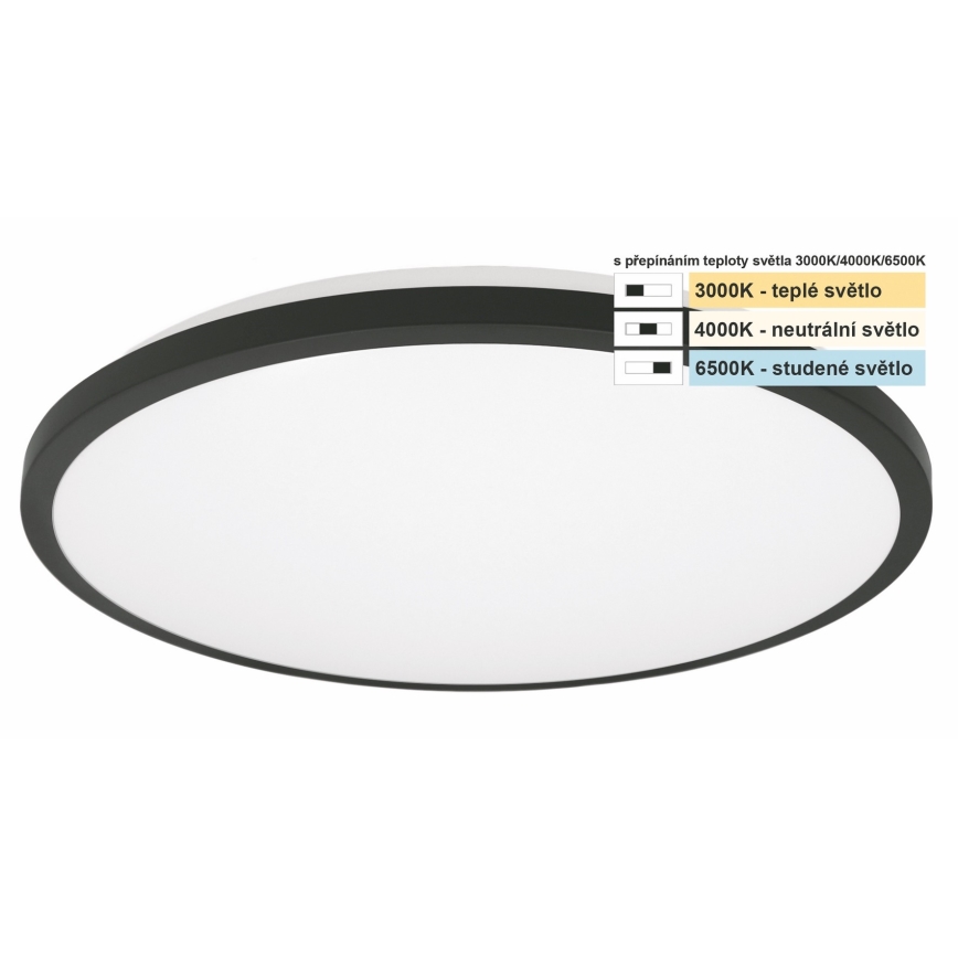 Top Light - LED taklampa för badrum ONYX LED/10W/230V IP44 3000/4000/6500K diameter 29 cm svart